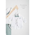 AG25S75 LORENZO MINT PICCOLINO 2025 B Piccolino βαπτιστικό κοστούμι με γιλέκο για αγόρι AG25S75.MINT Lorenzo Mint
