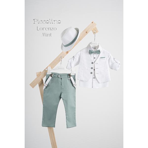 Piccolino βαπτιστικό κοστούμι με γιλέκο για αγόρι AG25S75.MINT Lorenzo Mint