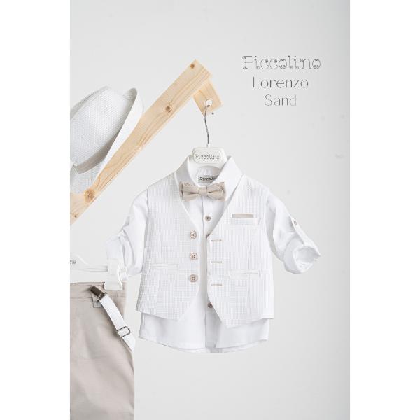 Piccolino βαπτιστικό κοστούμι με γιλέκο για αγόρι AG25S75.SAND Lorenzo Sand