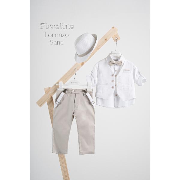 Piccolino βαπτιστικό κοστούμι με γιλέκο για αγόρι AG25S75.SAND Lorenzo Sand