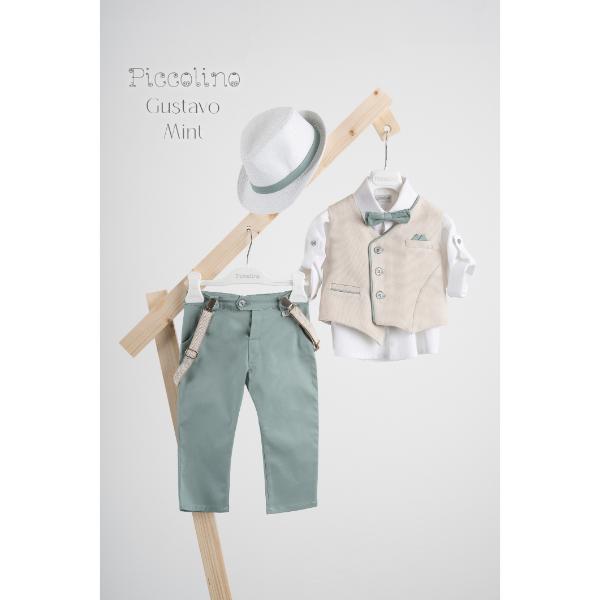 Piccolino βαπτιστικό κοστούμι με γιλέκο για αγόρι AG25S76.MINT Gustavo Mint