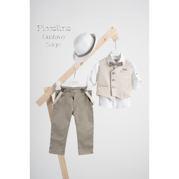 Piccolino βαπτιστικό κοστούμι με γιλέκο για αγόρι AG25S76.SAGE Gustavo Sage