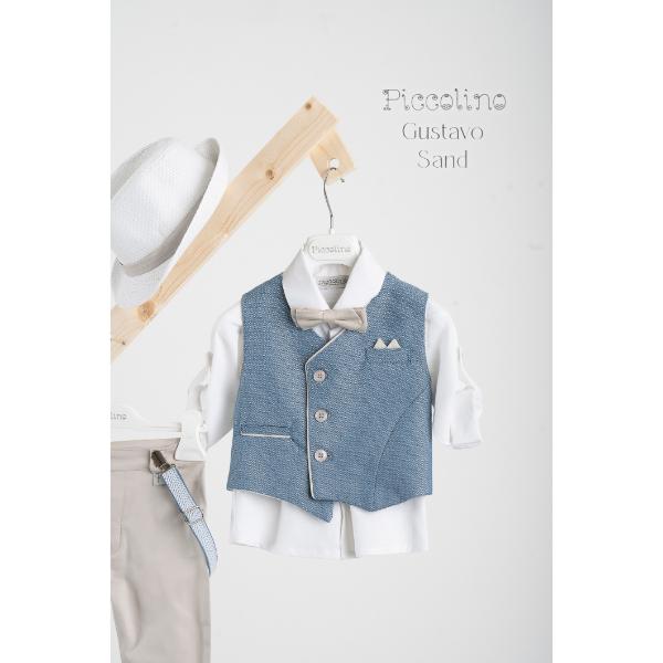 Piccolino βαπτιστικό κοστούμι με γιλέκο για αγόρι AG25S76.SAND Gustavo Sand