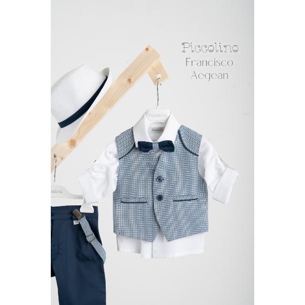Piccolino βαπτιστικό κοστούμι με γιλέκο για αγόρι AG25S78.AEGEAN Francisco Aegean