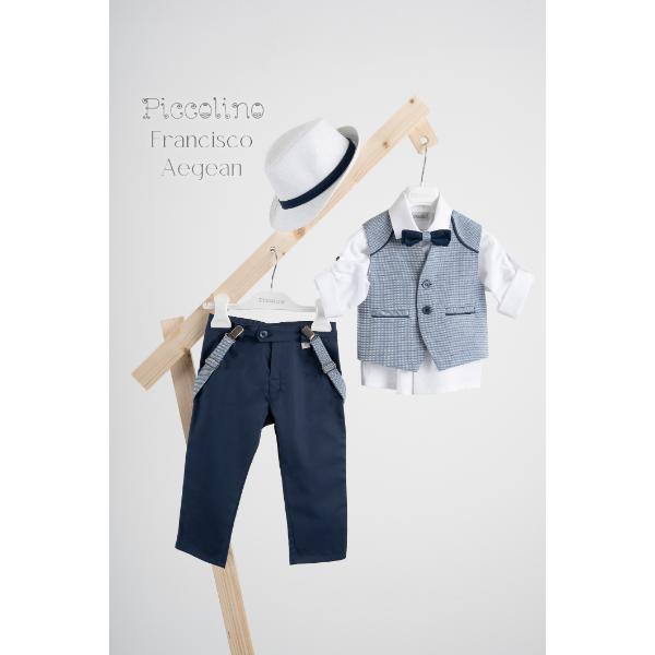 Piccolino βαπτιστικό κοστούμι με γιλέκο για αγόρι AG25S78.AEGEAN Francisco Aegean