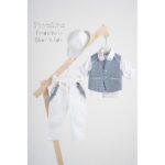 Piccolino βαπτιστικό κοστούμι με γιλέκο για αγόρι AG25S78.BLUEWHITE Francisco Blue-White