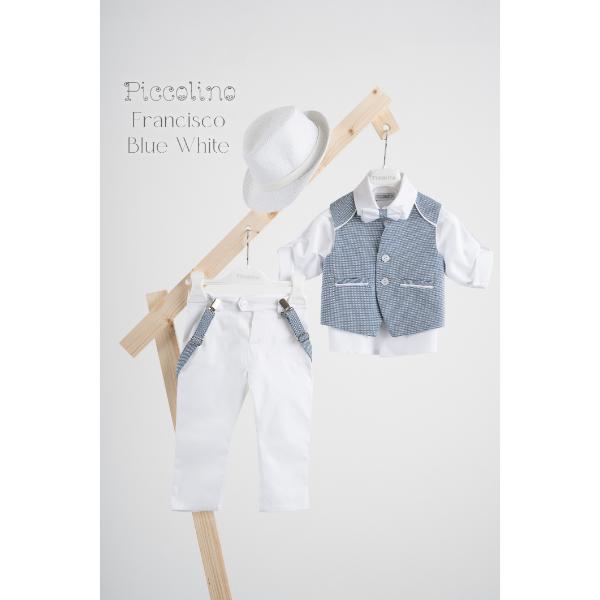 Piccolino βαπτιστικό κοστούμι με γιλέκο για αγόρι AG25S78.BLUEWHITE Francisco Blue-White