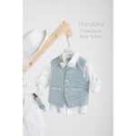 Piccolino βαπτιστικό κοστούμι με γιλέκο για αγόρι AG25S78.MINTWHITE Francisco Mint-White