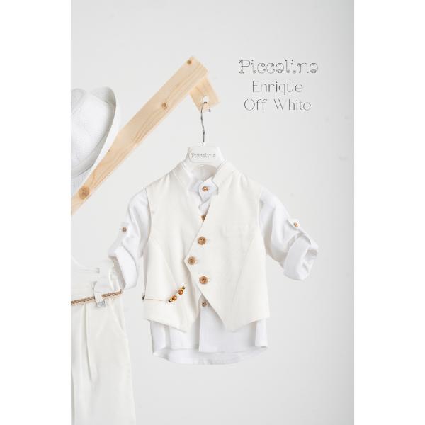 Piccolino βαπτιστικό κοστούμι με γιλέκο για αγόρι AG25S80.OFFWHITE Enrique Off White
