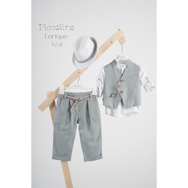 Piccolino βαπτιστικό κοστούμι με γιλέκο για αγόρι AG25S80.TEAL Enrique Teal