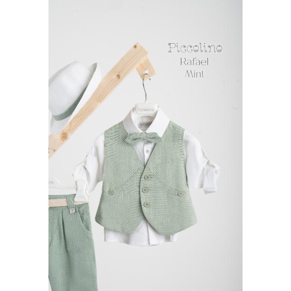 Piccolino βαπτιστικό κοστούμι με γιλέκο για αγόρι AG25S81.MINT Rafael Mint
