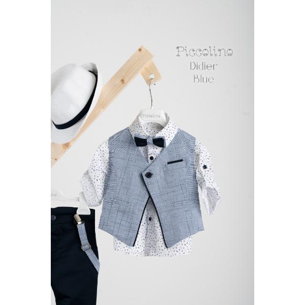 AG25S84-DIDIER-BLUE-PICCOLINO-2025-B Piccolino βαπτιστικό κοστούμι με γιλέκο για αγόρι AG25S84.BLUE Didier Blue