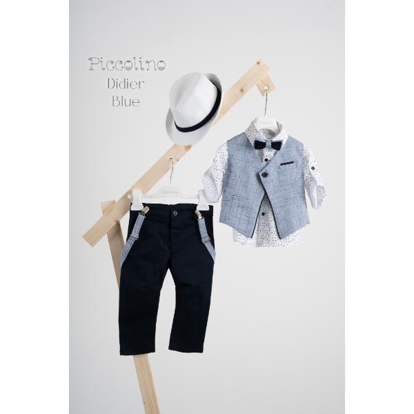 AG25S84 DIDIER BLUE PICCOLINO 2025 Piccolino βαπτιστικό κοστούμι με γιλέκο για αγόρι AG25S84.BLUE Didier Blue