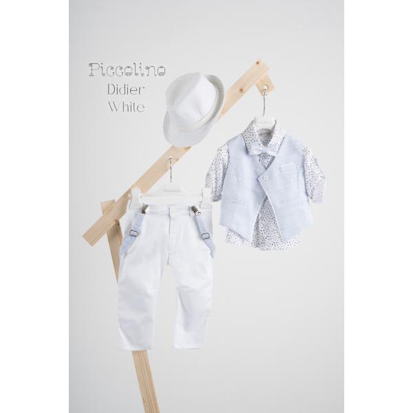 AG25S84 DIDIER WHITE PICCOLINO 2025 Piccolino βαπτιστικό κοστούμι με γιλέκο για αγόρι AG25S84.WHITE Didier White