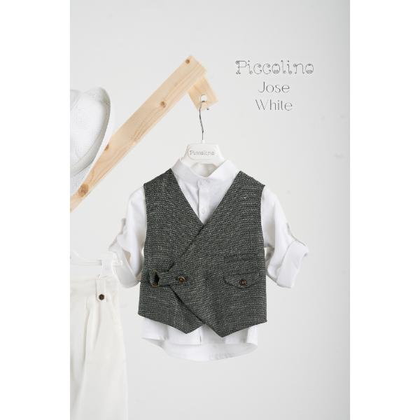 AG25S85-JOSE-WHITE-PICCOLINO-2025-B Piccolino βαπτιστικό κοστούμι με γιλέκο για αγόρι AG25S85.WHITE Jose White