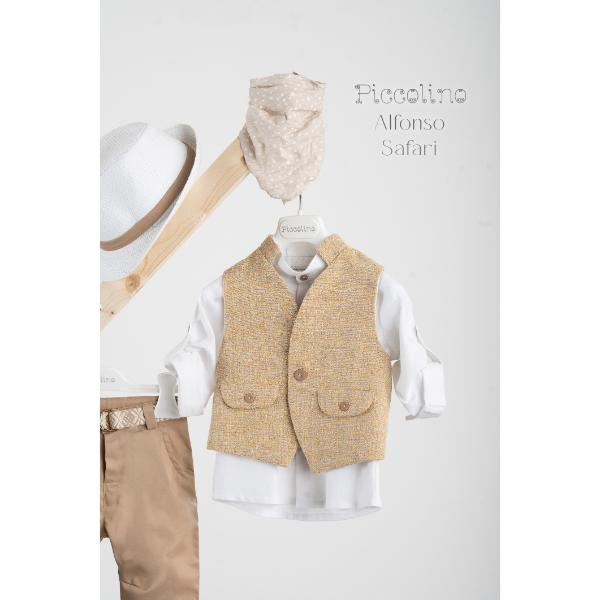 AG25S86-ALFONSO-SAFARI-PICCOLINO-2025-B Piccolino βαπτιστικό κοστούμι με γιλέκο για αγόρι AG25S86.SAFARI Alfonso Safari