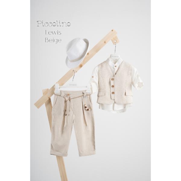 AG25S87 LEWIS BEIGE PICCOLINO 2025 3 Piccolino βαπτιστικό κοστούμι με γιλέκο για αγόρι AG25S87.BEIGE Lewis Beige