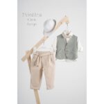 BFA24S09 CHRIS BEIGE PICCOLINO 2025 Piccolino βαπτιστικό κοστούμι με γιλέκο για αγόρι BFA24S09.BEIGE Chris Beige