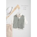 BFA24S09 CHRIS BEIGE PICCOLINO 2025 B Piccolino βαπτιστικό κοστούμι με γιλέκο για αγόρι BFA24S09.BEIGE Chris Beige