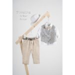 BFA24S11 ARTHUR BEIGE PICCOLINO 2025 Piccolino βαπτιστικό κοστούμι με γιλέκο για αγόρι BFA24S11.BEIGE Arthur Beige