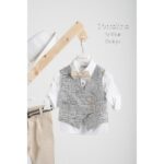 BFA24S11 ARTHUR BEIGE PICCOLINO 2025 B Piccolino βαπτιστικό κοστούμι με γιλέκο για αγόρι BFA24S11.BEIGE Arthur Beige