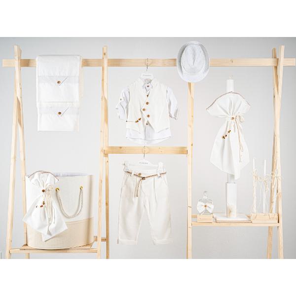Βαπτιστικό πακέτο για αγόρι με καλάθι Piccolino Enrique off white