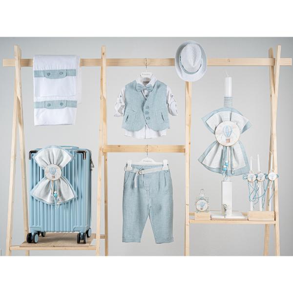 Βαπτιστικό πακέτο για αγόρι με βαλίτσα light blue Piccolino Emanuel ciele