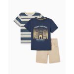 Σετ 3τμχ μπλούζες-σορτς για αγόρι μπλε-εκρού-μπεζ ZIPPY ZKBAP0602_23004
