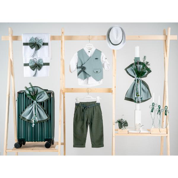 Βαπτιστικό πακέτο για αγόρι με βαλίτσα green Piccolino Freddy pacific