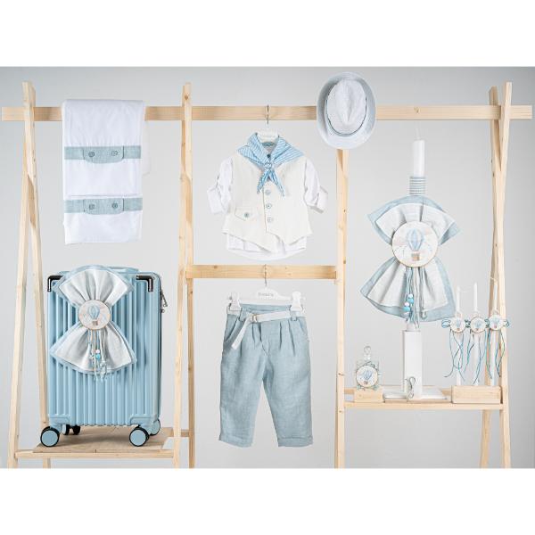 Βαπτιστικό πακέτο για αγόρι με βαλίτσα light blue Piccolino Thomas ciele