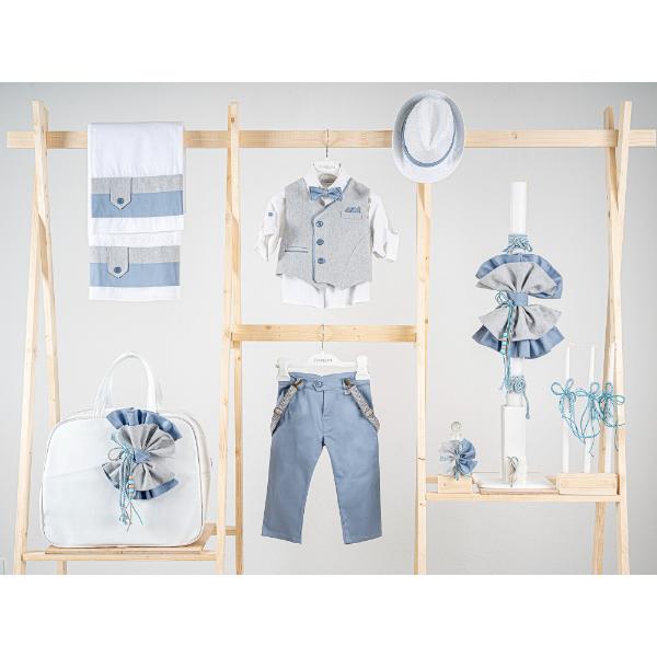 Βαπτιστικό πακέτο για αγόρι με τσάντα λευκή Piccolino Gustavo light blue