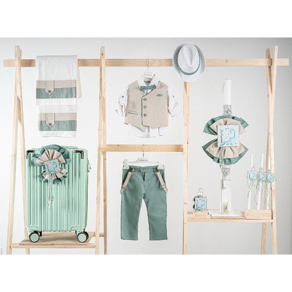 Βαπτιστικό πακέτο για αγόρι με βαλίτσα mint Piccolino Gustavo mint