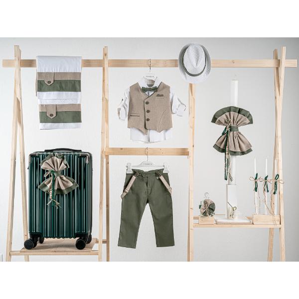 Βαπτιστικό πακέτο για αγόρι με βαλίτσα olive Piccolino Gustavo olive