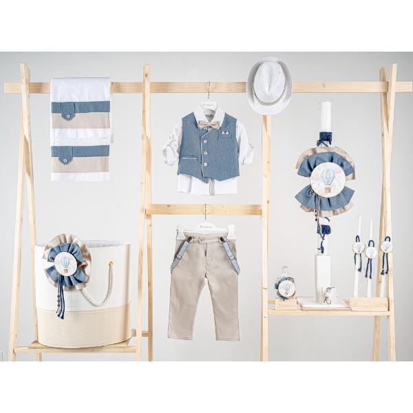 Βαπτιστικό πακέτο για αγόρι με καλάθι Piccolino Gustavo sand