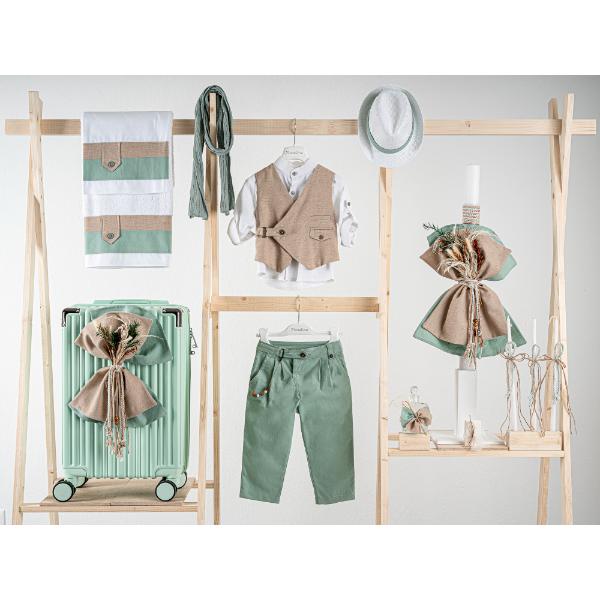 Βαπτιστικό πακέτο για αγόρι με βαλίτσα mint Piccolino Jose mint