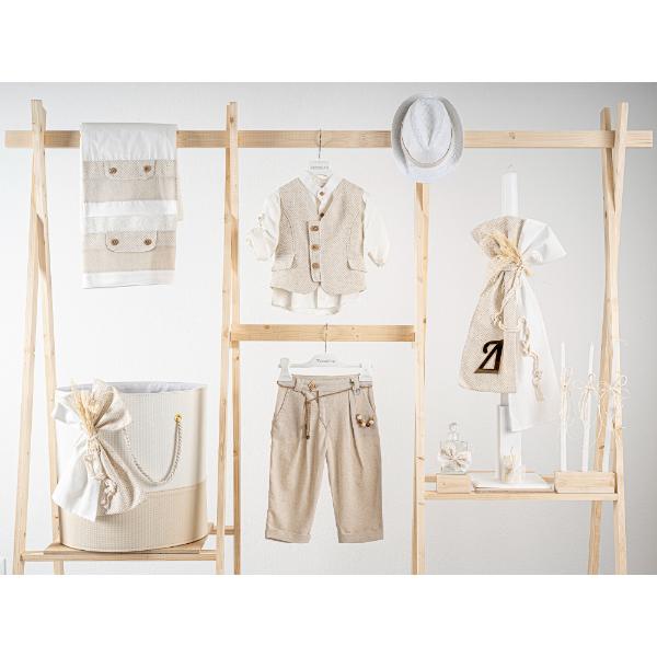 Βαπτιστικό πακέτο για αγόρι με καλάθι Piccolino Lewis beige