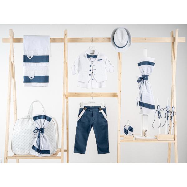 Βαπτιστικό πακέτο για αγόρι με τσάντα καπιτονέ Piccolino Lorenzo cobalt