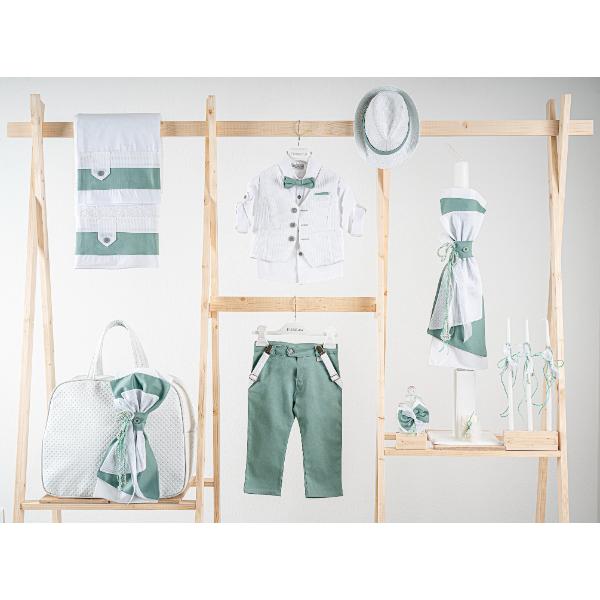 Βαπτιστικό πακέτο για αγόρι με τσάντα καπιτονέ Piccolino Lorenzo mint