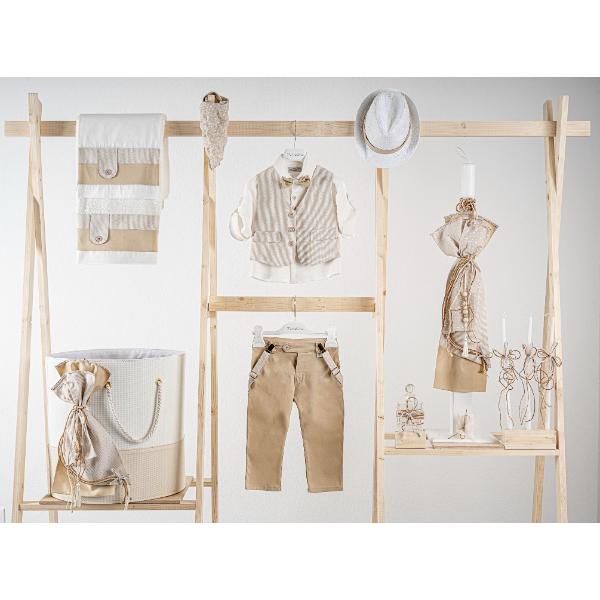 Βαπτιστικό πακέτο για αγόρι με καλάθι Piccolino Pablo beige