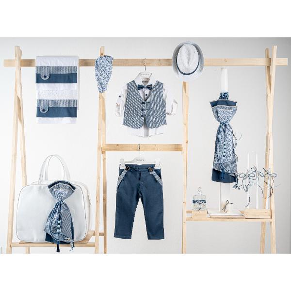 Βαπτιστικό πακέτο για αγόρι με τσάντα λευκή Piccolino Pablo cobalt