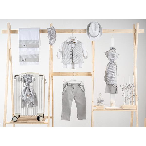 Βαπτιστικό πακέτο για αγόρι με βαλίτσα cream Piccolino Pablo silver