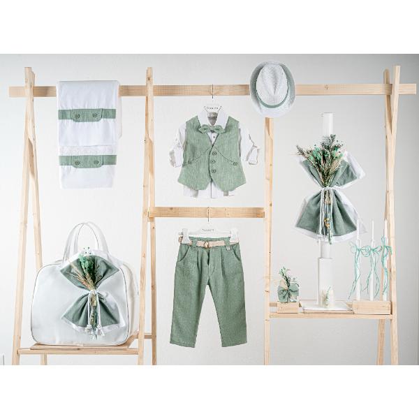 Βαπτιστικό πακέτο για αγόρι με τσάντα λευκή Piccolino Rafael mint