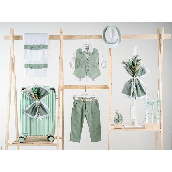 Βαπτιστικό πακέτο για αγόρι με βαλίτσα mint Piccolino Rafael mint