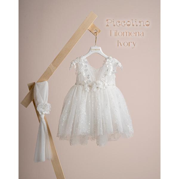 Piccolino Βαπτιστικό Φόρεμα για Κορίτσι DR25S158 Filomena Ivory