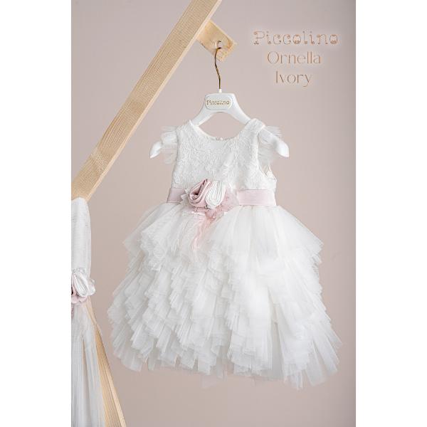 Piccolino Βαπτιστικό Φόρεμα για Κορίτσι DR25S161 Ornella Ivory