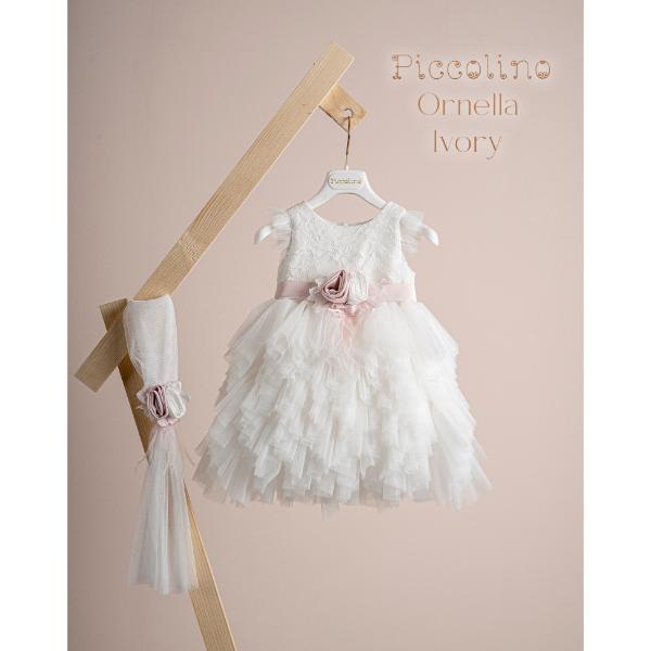 Piccolino Βαπτιστικό Φόρεμα για Κορίτσι DR25S161 Ornella Ivory