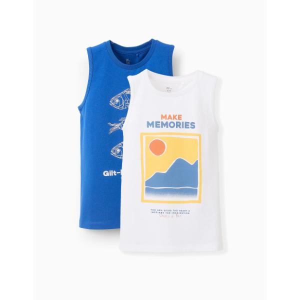 Μπλουζάκια αμάνικα 2pack για αγόρι σε χρώμα λευκό-μπλε Zippy ZKBAP0303_25025