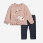 Βρεφικό σετ μπλούζα-κολάν για κορίτσι σε ροζ-ανθρακί Funky 225-921109-2