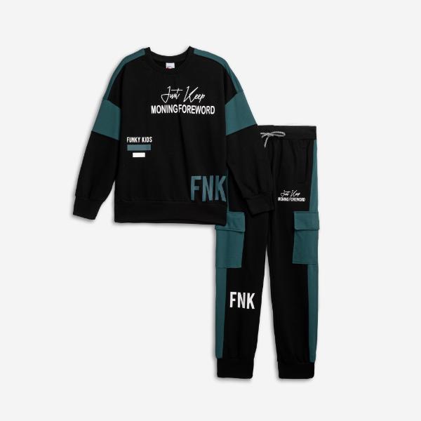 Σετ φόρμες αχνούδιαστες για αγόρι μαύρο FUNKY 226-117145-1