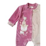 Βρεφικό φορμάκι βελουτέ για κορίτσι ροζ Kinder 10021